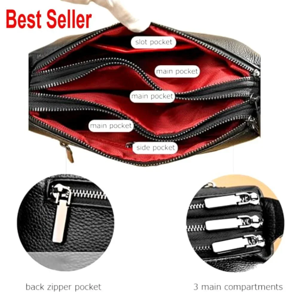 Genuine Leather Crossbody Bag Small Shoulder Handbag Hobo Clutch